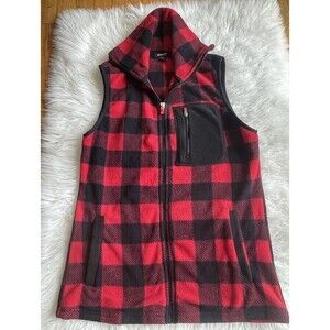 Chaps Ralph Lauren Small Red Black Buffalo Plaid Vest academia Preppy